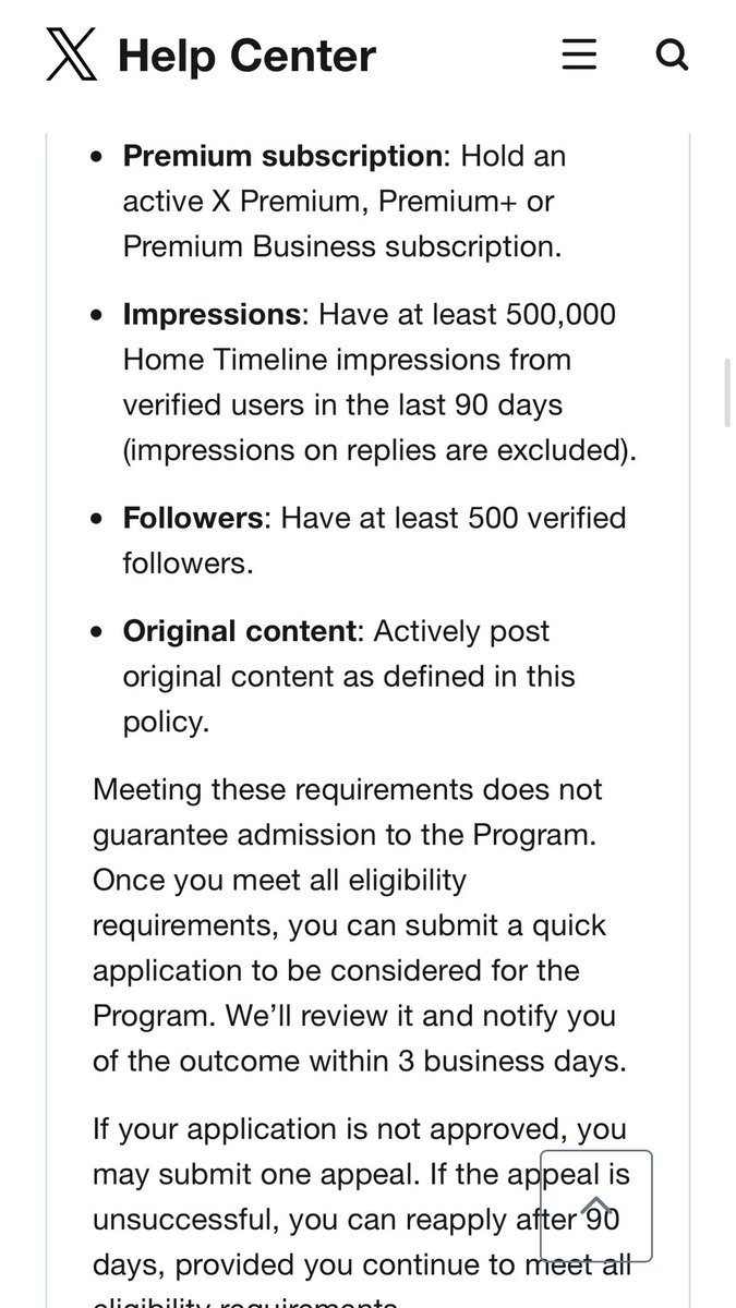 bgkiting's tweet photo. Buat yang ngincer Original Content Rewards, syaratnya lumayan jelas:

👀 500K Home Timeline impressions dari akun verified dalam 90 hari terakhir
👥 Minimal 500 followers verified
💎 Wajib punya X Premium / Premium+ / Premium Business
✍️ Wajib aktif bikin konten original
✅ Akun harus dalam kondisi baik dan nggak punya riwayat pelanggaran berulang

Tapi nih yang perlu digarisbawahi: udah memenuhi semua syarat belum tentu auto diterima. Tetap harus apply dan X bakal review.