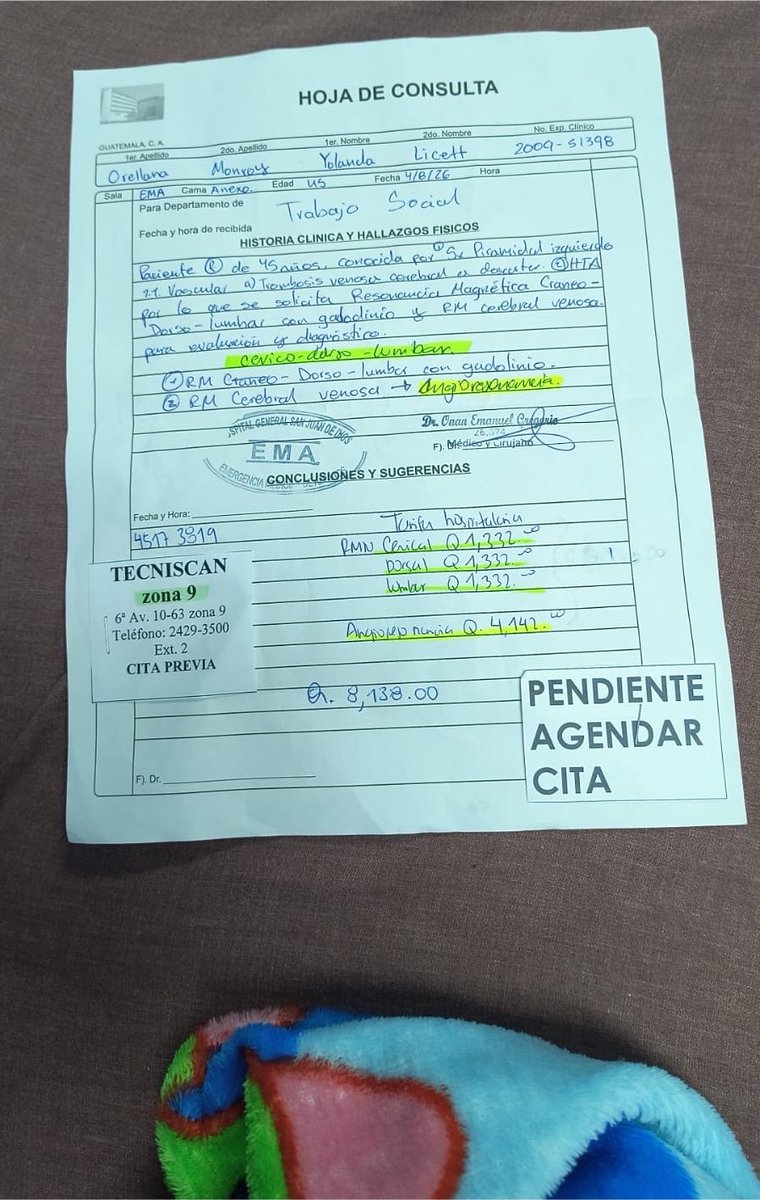 5toPoderSM's tweet photo. ARÉVALO INTERNADO EN EL PILAR MIENTRAS EN EL SAN JUAN DE DIOS COBRAN A PERSONAS QUE NO PUEDEN PAGAR 

SERVICIO SOCIAL 

Con dinero que es de los contribuyentes, Bernardo Arévalo está pagando su estadía en el hospital El Pilar. 

AYUDA 

Mientras en el hospital nacional San Juan de Dios, cobran por todo siendo público.

A la paciente Yolanda Licett  Orellana Monroy, le están cobrando por exámenes que deberían de ser gratuitos y encima la envían a Tecniscan a realizar varios estudios que “solo pueden ser de esa empresa”. 

La paciente necesita de su ayuda, colabore, la vida se lo agradecerá: 

Cuenta bancaria Ahorros
Nombre Yolanda Licett  Orellana Monroy 
Banrural 
Número: 4189053410

CONTINUARÁ…