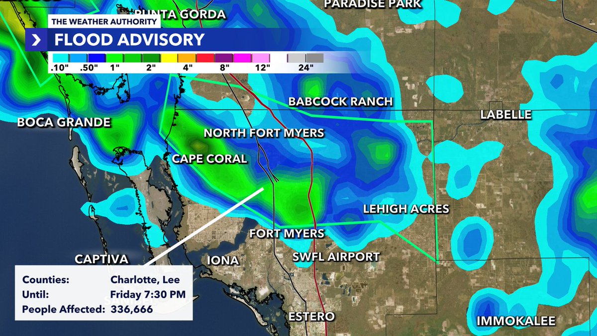 AShipWX's tweet photo. *FLOOD ADVISORY* issued for Lee, Charlotte County until 8/07 7:30PM. Track storms with Southwest Florida's WINK Live Doppler 3X: https://t.co/mz4ad5yj23 https://t.co/tWW7qbU66W