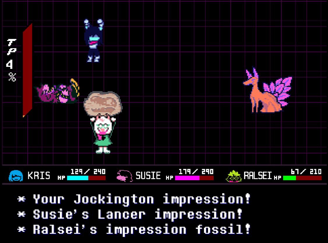 daxhaunts's tweet photo. still loving the acts with susie and kris impersonating each other and others they know while ralsei shows little masterpieces https://t.co/JsYYpEtQh5