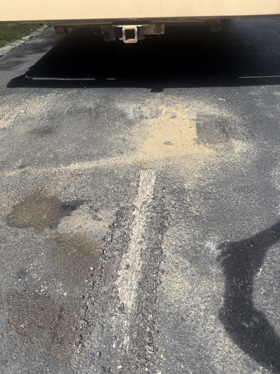 jfcavallo's tweet photo. On June 22, AAA sent a tow truck to load my 26-foot RV onto a flatbed, my RV was too large. Reversing it caused damage to the driveway. They say it wasn’t their fault. 
I’m not looking for anything beyond accountability and for AAA to REPAIR the driveway. https://t.co/BSB7nl5n1I