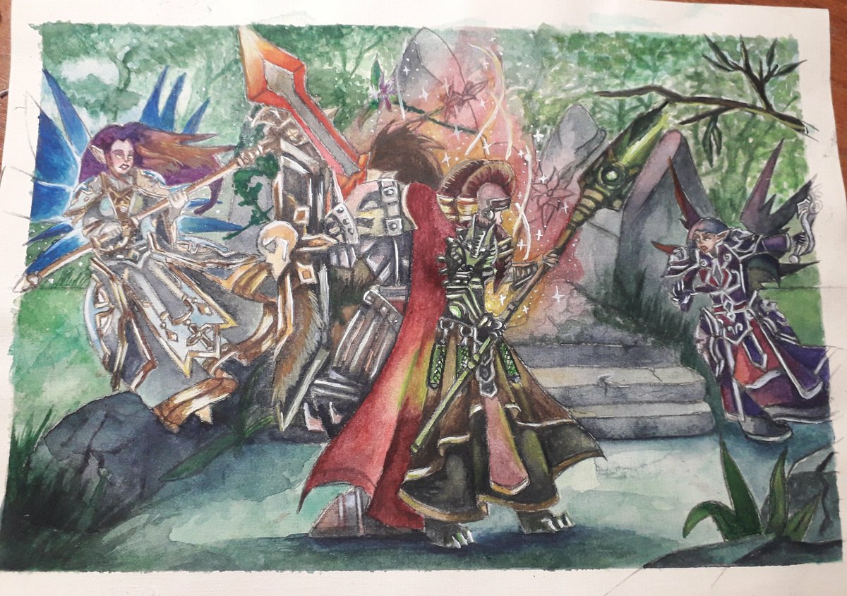 SD_tavern's tweet photo. Wips of watercolor Allods Online fanart - Zem and orc against elves✨ https://t.co/uIowev4kbr