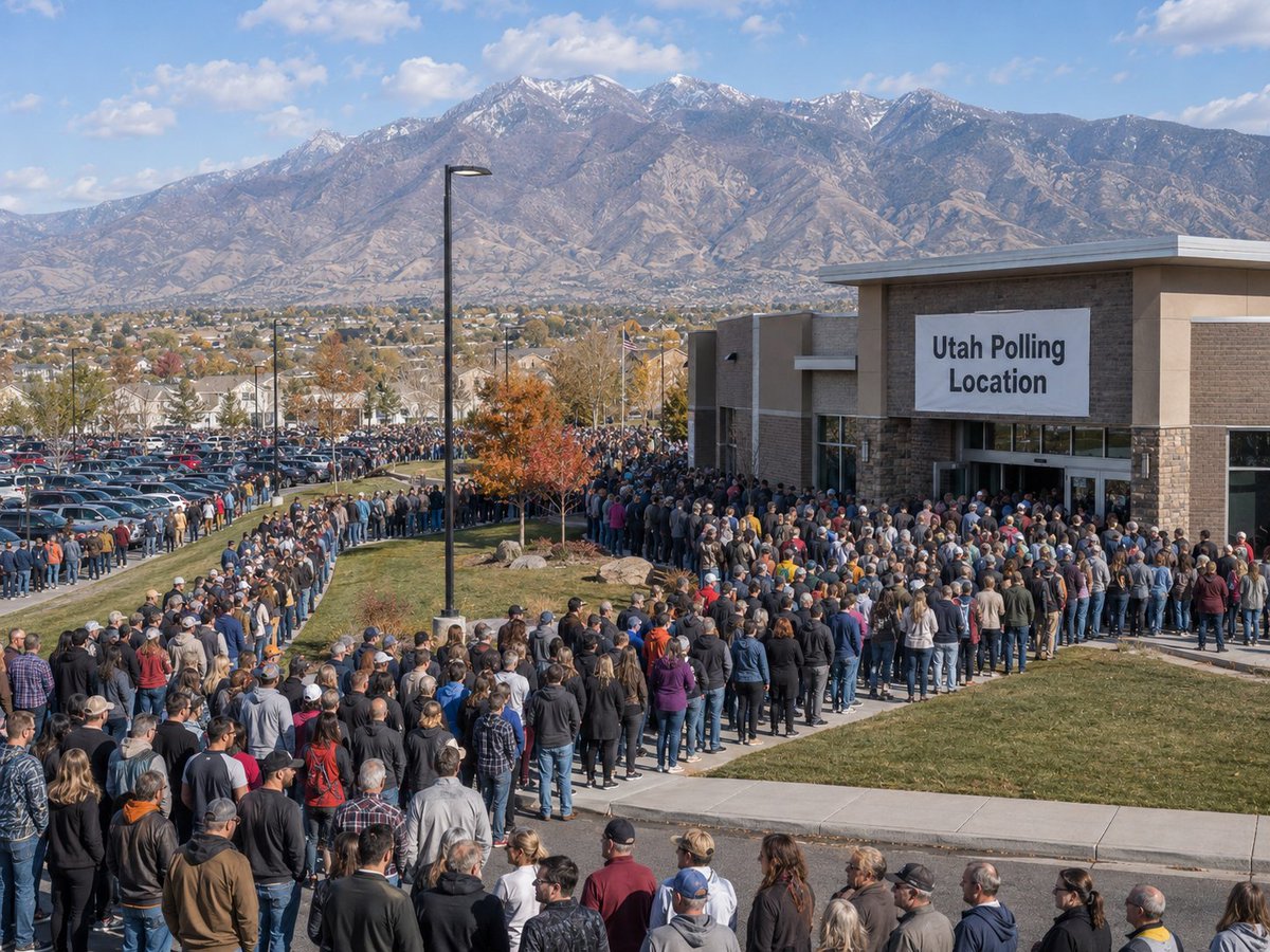 RickWritesNow's tweet photo. So 2 million eligible Utahns will take time off work to show up to vote on a Tuesday.  Even with thousands of voting locations the parking alone would be a shitshow not to mention the hours waiting in lines. Got kids or elderly parents? - good luck with that.  It's not feasible. https://t.co/LUjLlFu0sW