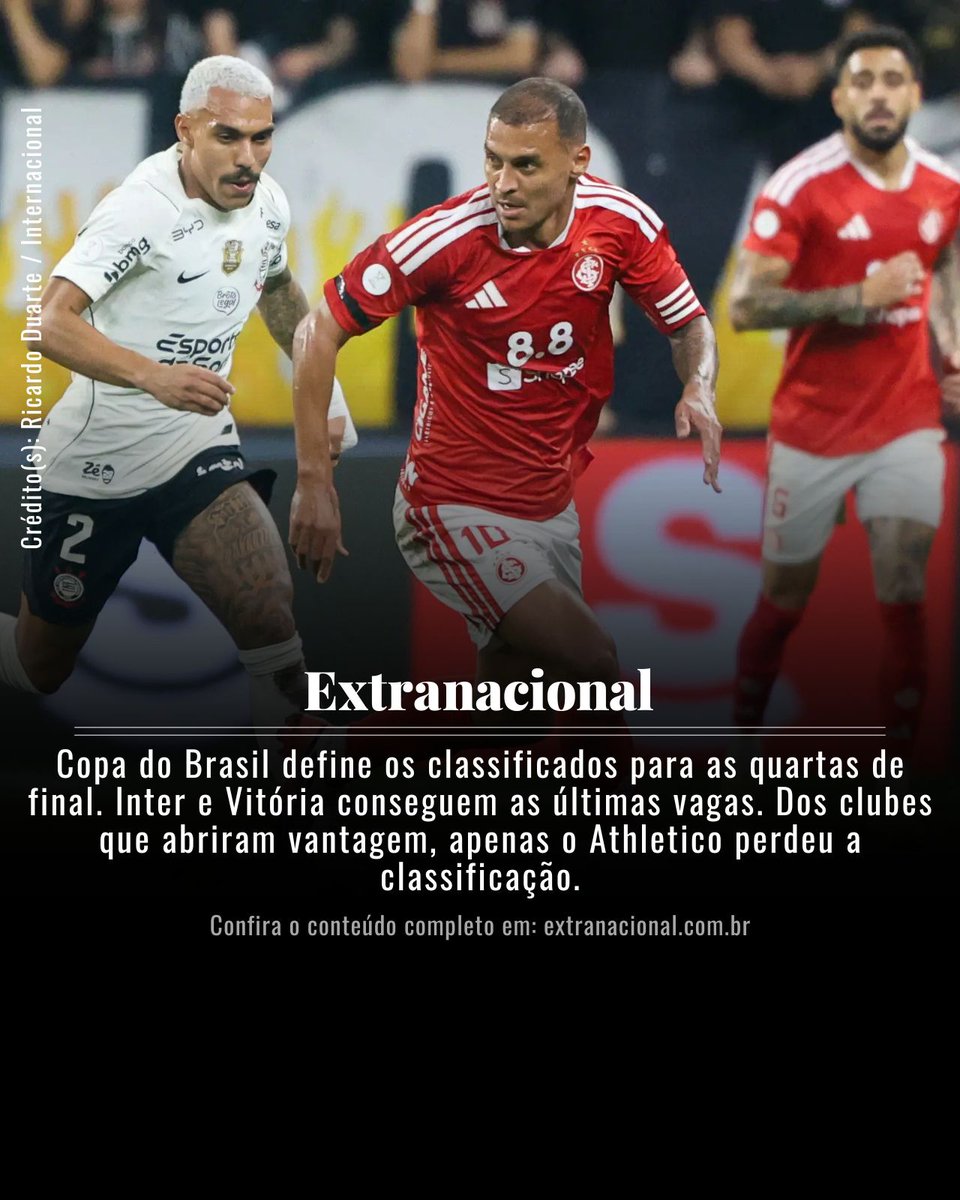 etnesportes's tweet photo. Copa do Brasil define os classificados para as quartas de final.

A íntegra, em Extranacional (@extranacionalbr)

#copadobrasil #cbf #futebol https://t.co/EsALEV6BJk