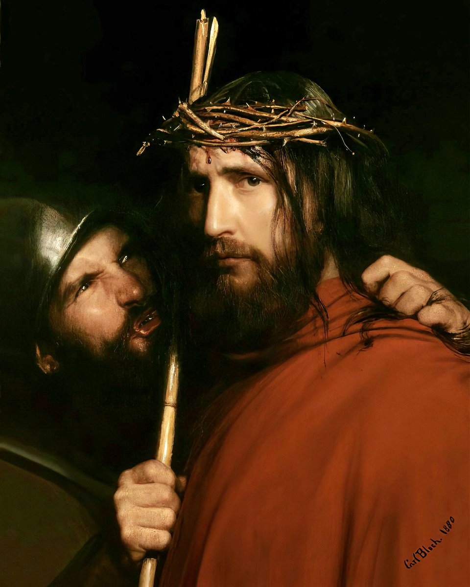 solas_na_greine's tweet photo. Carl Bloch, Christ with Mocking Soldier, c.1880 https://t.co/wKbfOqWOlT