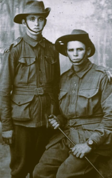 FallenDiggers's tweet photo. No Longer missing our researched has found the resting place of Pt Archibald Hanley 2137A 30th Bn. Pt Hanley is the one standing along side his brother. R.I.P Knowing you have been found. https://t.co/8A01RQ3Rv7