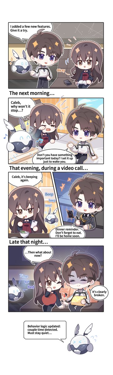 Love_Deepspace's tweet photo. Love and Deepspace | Linkon Chibi Report
■ Caleb [OTTO Keeps Beeping]
Caleb added a few new features to OTTO so it could help you even better.

But… its behavior logic might still need some fine-tuning.
———
🪐Official Discord:https://t.co/hUskZXqQh0
🪐Download and Log in Now: https://t.co/KeOkoaFt4c
#LoveandDeepspace #LinkonChibiReport #Caleb