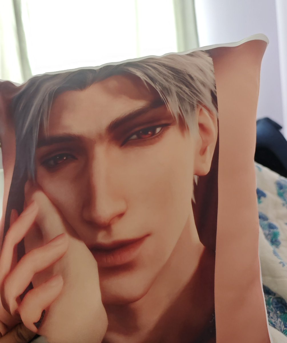 cheri_alchemist's tweet photo. Emotional support otaku item (aka Sylus pillow), gifted by my lovely friends 🌹 https://t.co/P8CSfxhOqj