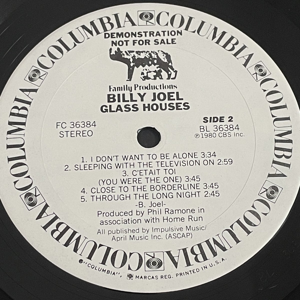 rsvp56513's tweet photo. 【本紙特選釣果】GLASS HOUSES | BILLY JOEL | ©︎1980 CBS INC. ℗1980 CBS INC. | COLUMBIA FC36384 | AL 36384  2L A6 STERLING TJ / BL 36384 2AA B STERLING TJ | DEMONSTRATION NOT FOR SALE | 長年いい出会いがなかったがようやくナイス釣果、100万回聴いているので嬉しい一枚であります https://t.co/1ZxmvrNgYF