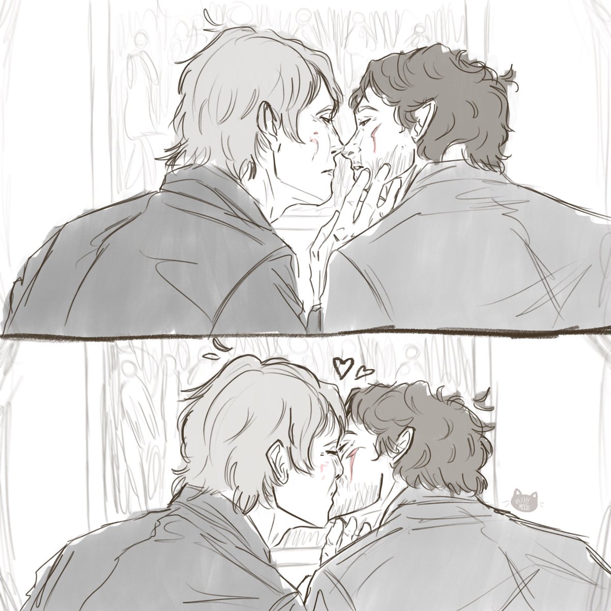umitsmeshy's tweet photo. Hannigram kisses per request. Art reference for this I found on Pinterest. Quick sketch. Watching season 3 rn again so this was perfect 

#hannigram #hannibal #willgraham https://t.co/MP5IvBUGNA