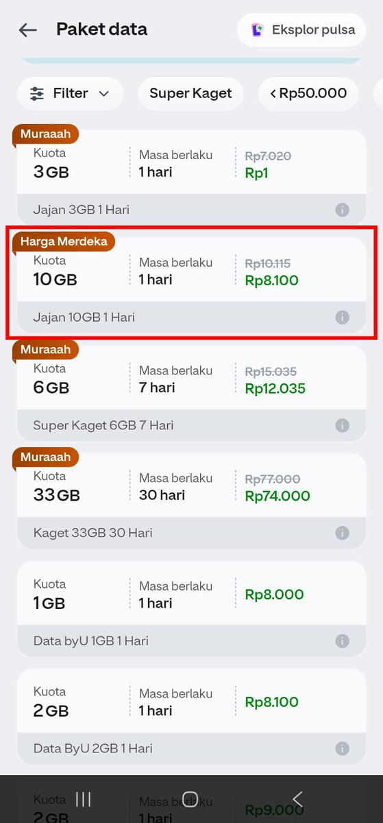 RofitG62441's tweet photo. Cocok banget buat weekend, beli paket data 10GB 1 hari di GoPay cuma Rp8.100 lewat promo Harga Merdeka biar internetan tetap lancar #KUOTASERBA8RIBU https://t.co/aig9IHPkvP