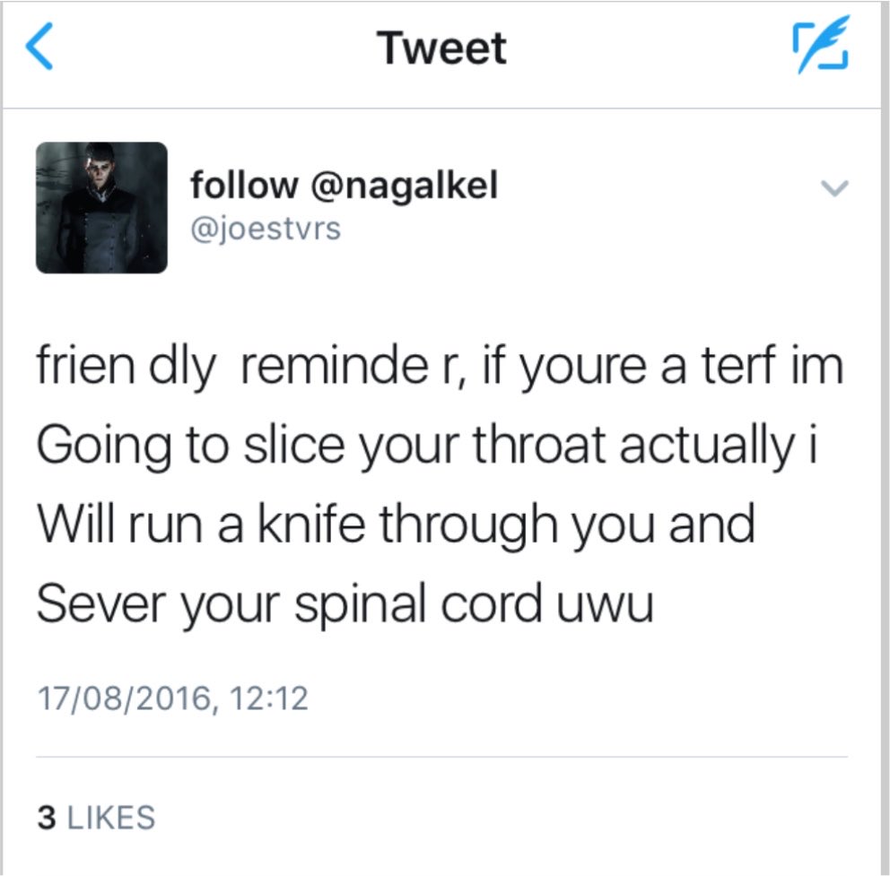 maleexclusionte's tweet photo. Replace the word “terf” with “woman who says no to me” https://t.co/LYvkYapIjv