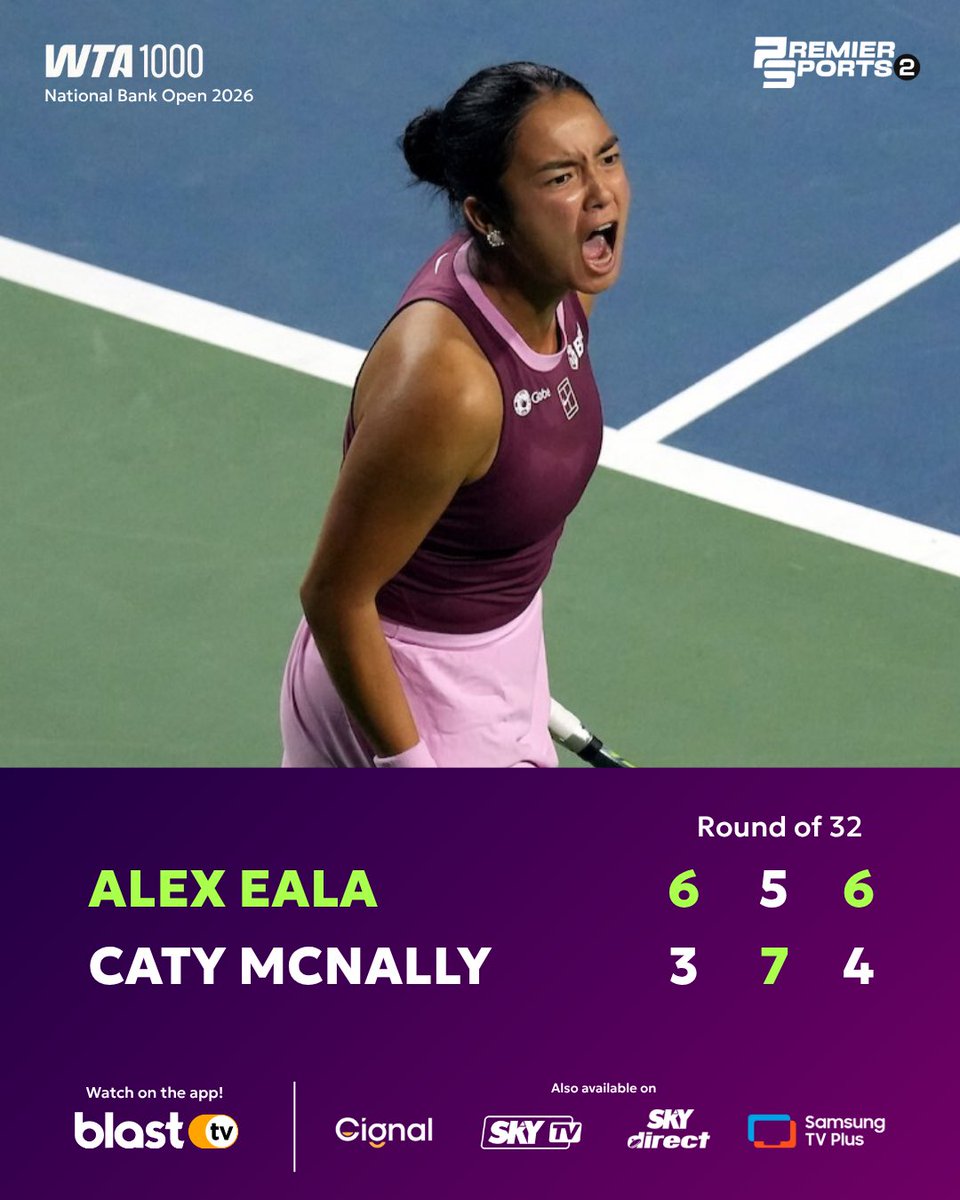 blasttvph's tweet photo. ALEX EALA GETS IT DONE! 🎾🔥

What a battle! Alex Eala comes through against Caty McNally in a hard-fought showdown at the National Bank Open.

Another big win for the Filipina star. Another step forward in Toronto. 🇵🇭

LET’S GO, ALEX! 💪🏻 https://t.co/O9XcgLFKFL