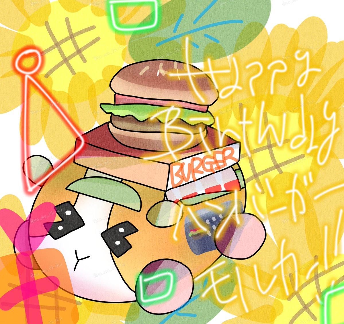 mo_mo_0kiku's tweet photo. #PUIPUIBIRTHDAY 
#モルカーファンアート 
 ハンバーガーモルカー、誕生日おめでとう🍔🍔🎊🎉

久々に食べたくなってきました笑 https://t.co/jzfDtxaJZ0