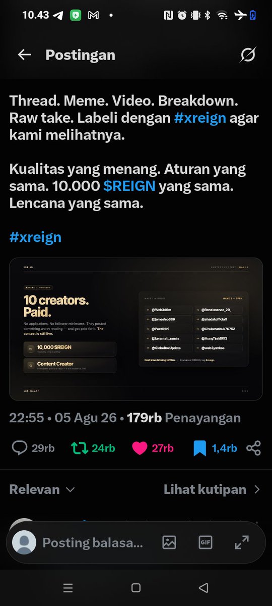 hadiusman265's tweet photo. @xreign_app @Web3d0m @Renaissance_20_ @jamesleo369 @shadatofficial1 @PuzelNini @Chukwuebuk70752 @keramati_ramin @HungTinh1993 @GlobeBoxUpdate @web3yankee https://t.co/Y8Cd8hcU0g