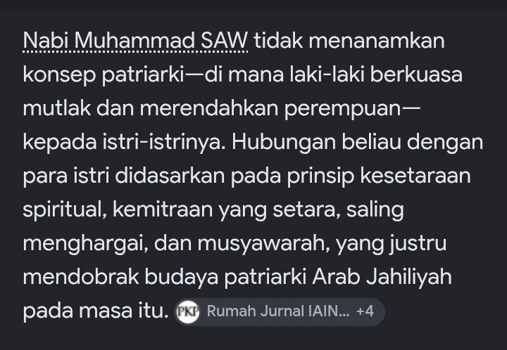 upiljenglot's tweet photo. Padahal Nabi Muhammad SAW aja ga menanamkan konsep Patriarki ke istrinya. https://t.co/yT4e8ZzFOm