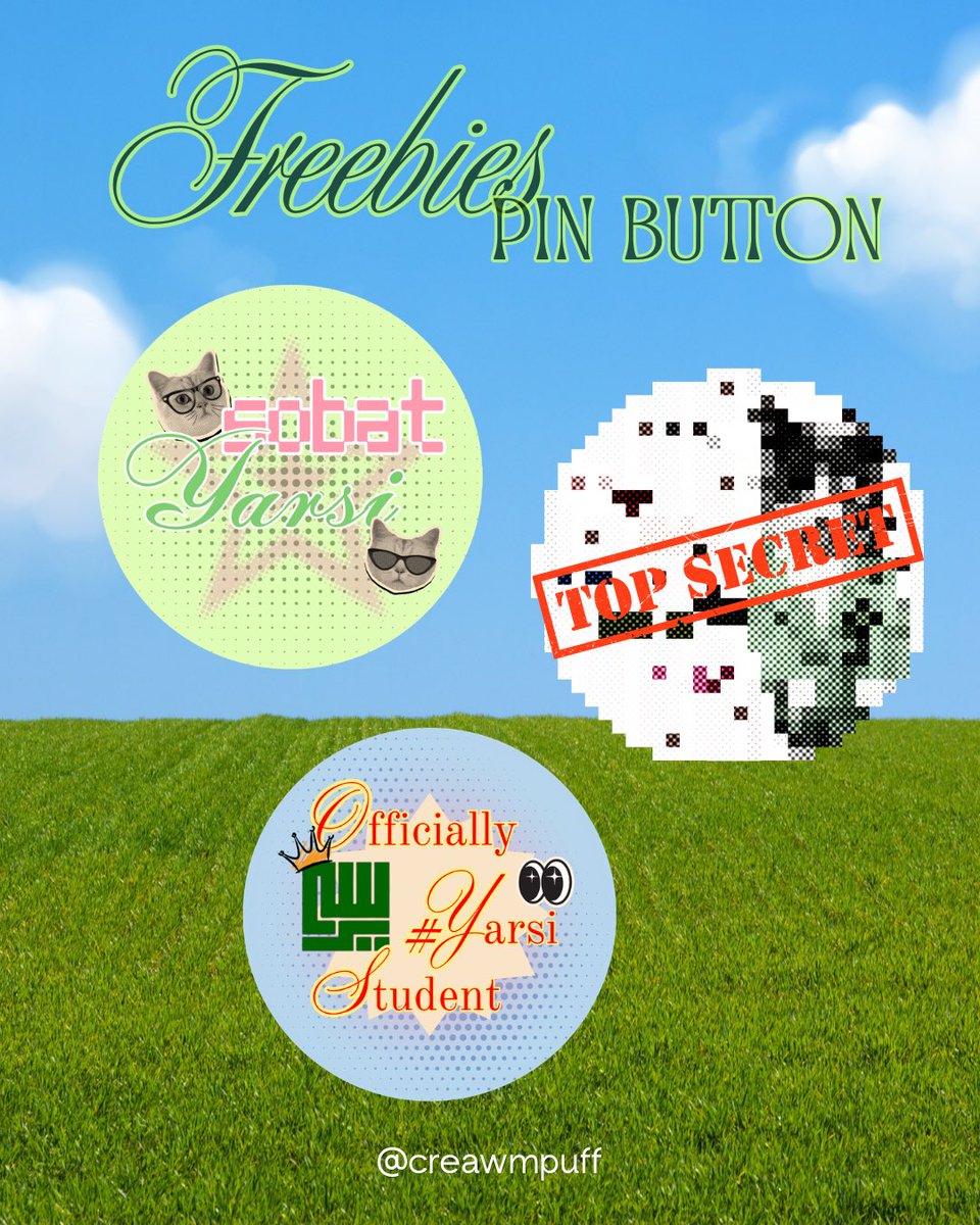 creawmpuff's tweet photo. hi hi!! aku bikin PIN BUTTON nih untuk teman teman #yarsi 
siapa mauuu 🧐🧐🧐🧐 https://t.co/OFfIoVmooQ