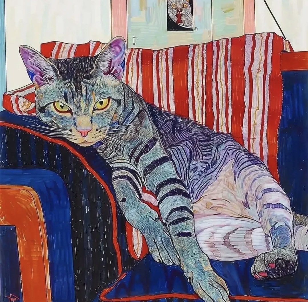 womensart1's tweet photo. Artwork by Hope Gangloff, contemporary 
New-York based artist 
#womensart (via Artstoheartsproject) #Caturday https://t.co/a3cZyBYTNZ