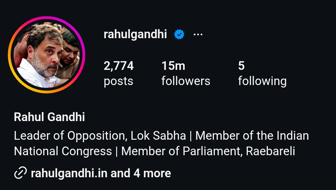 rgeclip's tweet photo. LoP @RahulGandhi completes 15 million followers on Instagram. https://t.co/t7rJPyHeh0