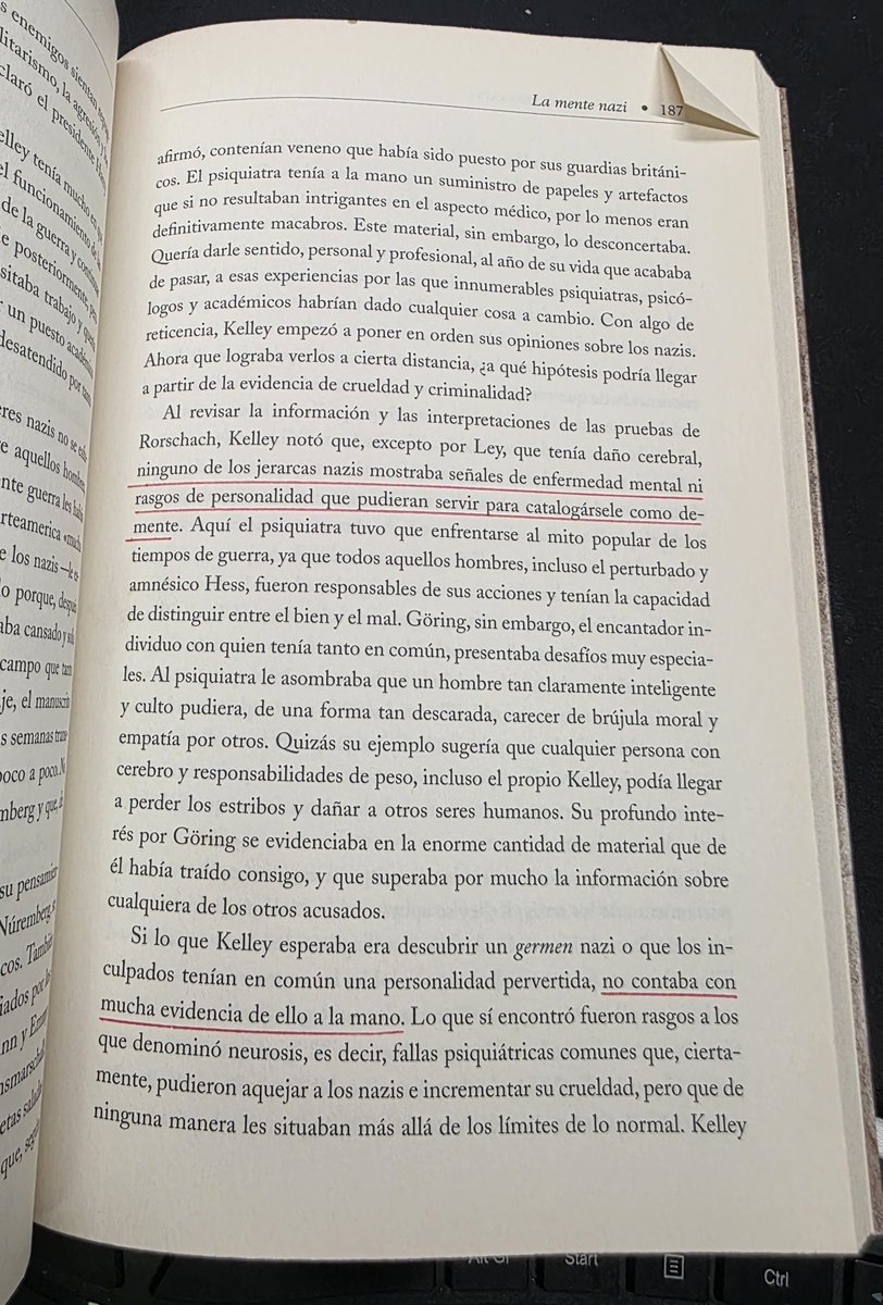 darioangeles's tweet photo. He estado leyendo "El Nazi y el psiquiatra", que es el libro en el cual se basa la película de Nuremberg 
Creo que la película lo refleja bien, pero en texto es duro leer la conclusión del psiquiatra que tuvo oportunidad de tratar a altos jerarcas Nazis, y que consiste en que, básicamente, no hay nada en particular que explique por qué existió un régimen así. No hay una enfermedad pura que justifique la crueldad del régimen Nazi. Cualquier persona podría llegar a tomar el mismo tipo de decisiones.