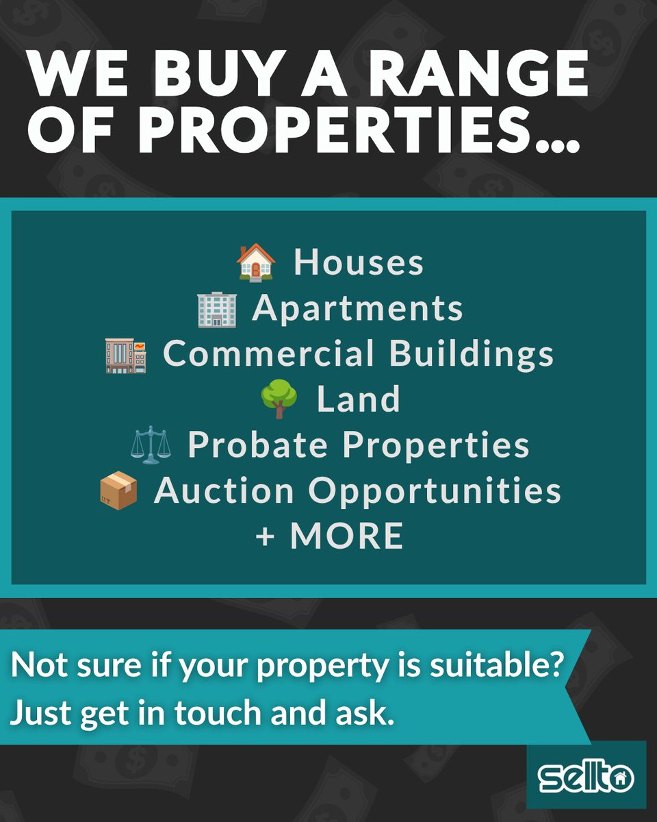 SellTo_co_uk's tweet photo. Every property is different, and so is every homeowner’s situation.

If you’re unsure whether your property is suitable, we’re always happy to have a conversation.

#SellTo #PropertySolutions #SellYourProperty #PropertyExperts #UKProperty #Homeowners https://t.co/nGJyncHbEy