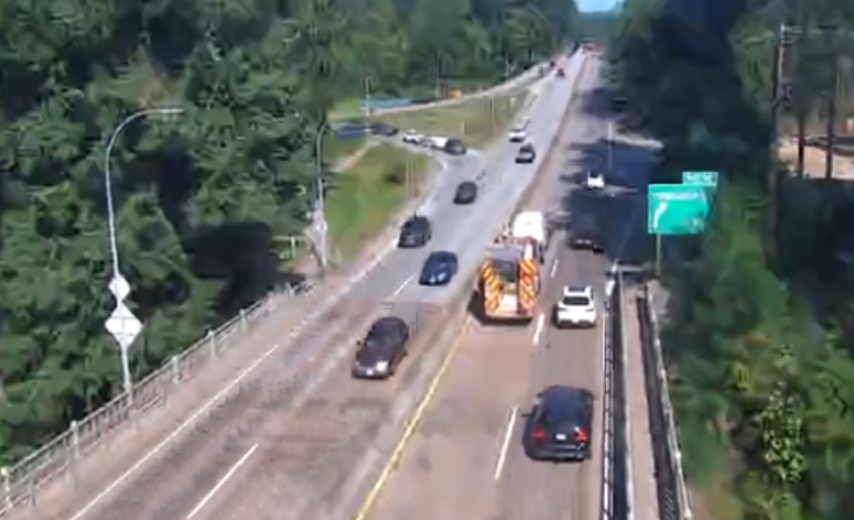 DriveBC's tweet photo. ⚠️ #BCHwy1 - Eastbound vehicle incident just before Exit 14: Capilano Road is blocking the left lane. Expect delays. Traffic control crews are en route.
#NorthVanBC #WestVanBC https://t.co/eyzFJVh4G4