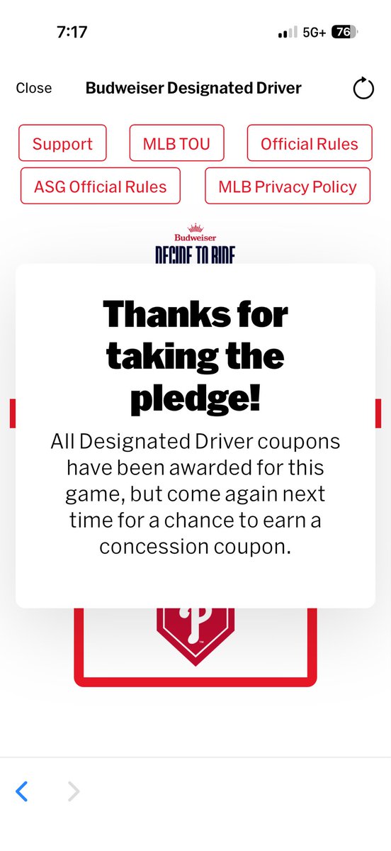 FlyEaglesFly77's tweet photo. @Phillies @Aramark @budweiserusa You only offer designated driver coupons for a limited amount of people, not everyone that wants to be responsible?   Are profits more important than safety?  The .@eagles do not limit the number of fans getting designated driver vouchers! https://t.co/tfXBdUQSKE