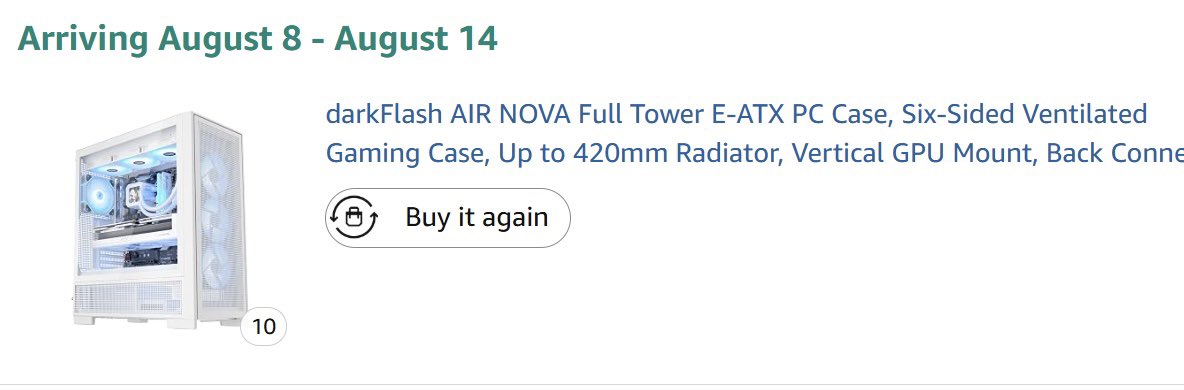 Pricerrors's tweet photo. 10 gaming PC cases for $112.90 total.

Follower ordered this before it sold out.

Amazon confirmed shipping already 🤯 https://t.co/lis9hJq9xl