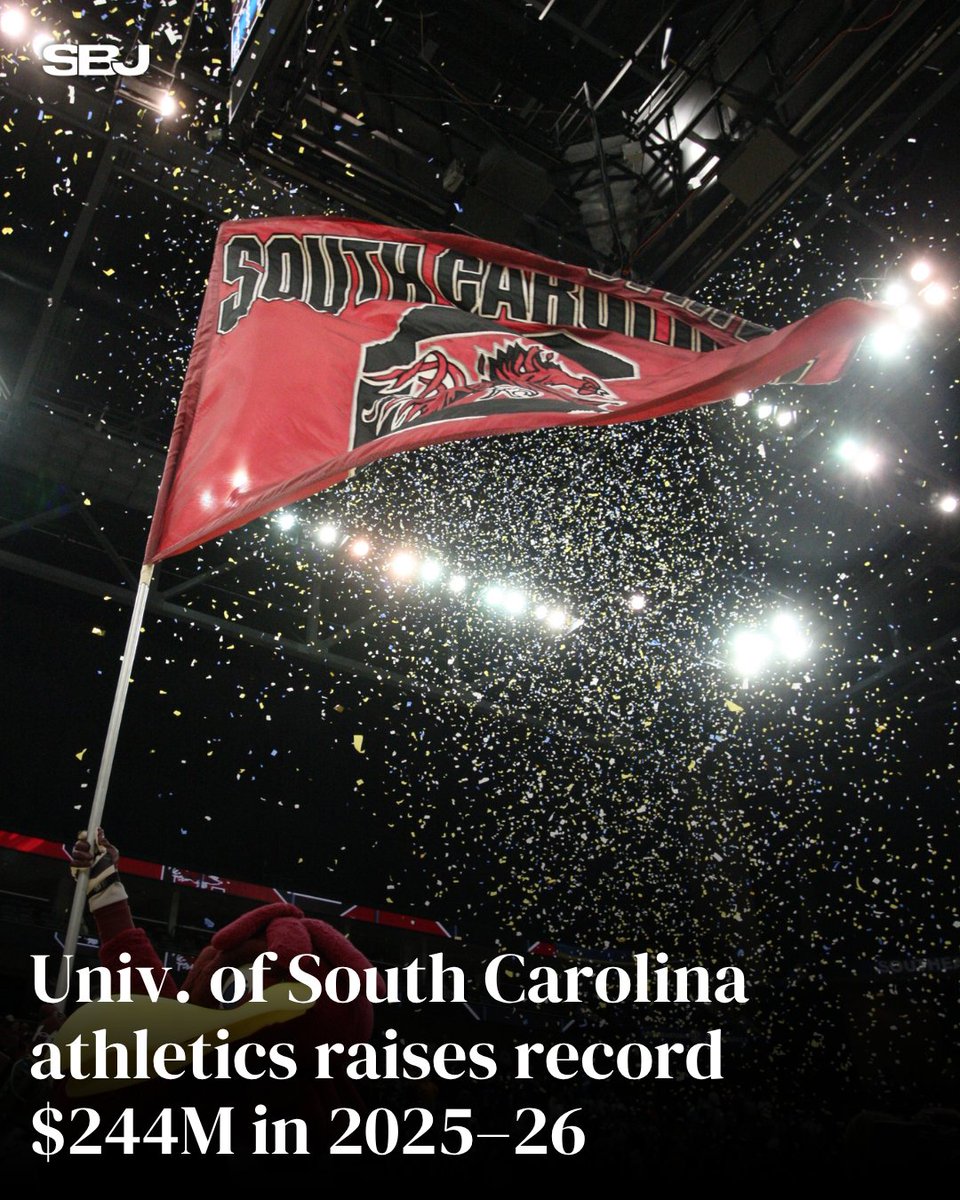 SBJ's tweet photo. South Carolina athletics and the Gamecock Club generated more than $244 million during FY2025, a 128% increase from last year's record $107 million 💰

The total included more than $99 million in cash contributions and 49 gifts of $1 million or more.

MORE: https://t.co/p0GeE9nFxd