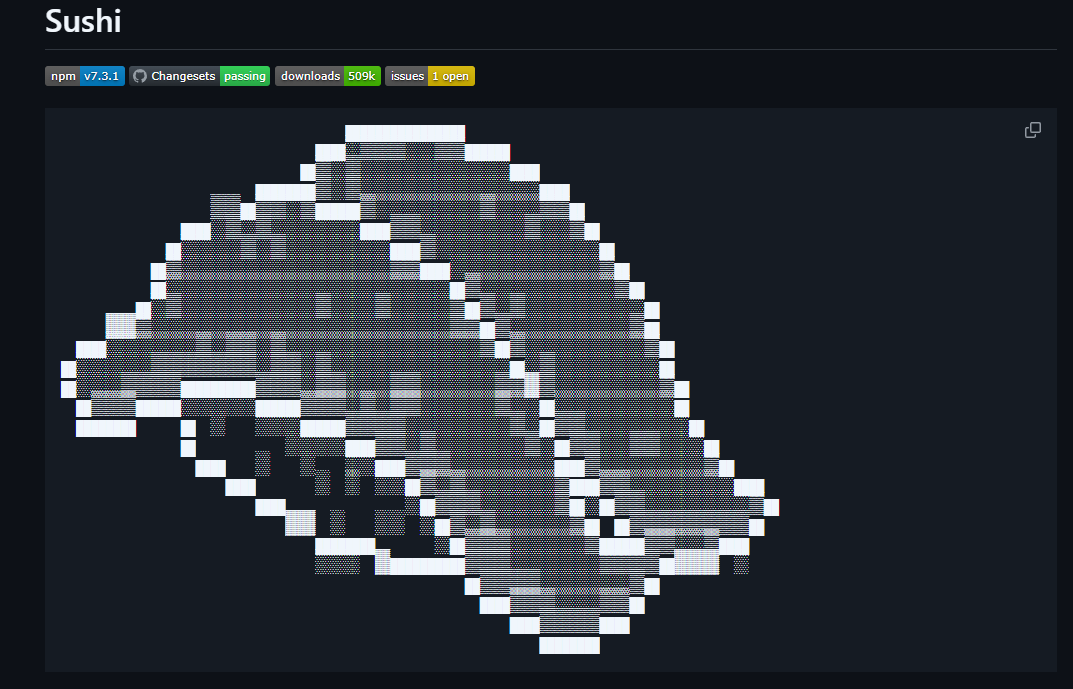 Sonny_crypto's tweet photo. Looks like @SushiSwap  has its own little code drawings too 👀

SUSHI — https://t.co/DNvhqdBf8t

MISO — https://t.co/EhJkUuKBxM

#Uniswap isn’t the only one hiding little creatures in the code. https://t.co/Xr2AbC20Pl