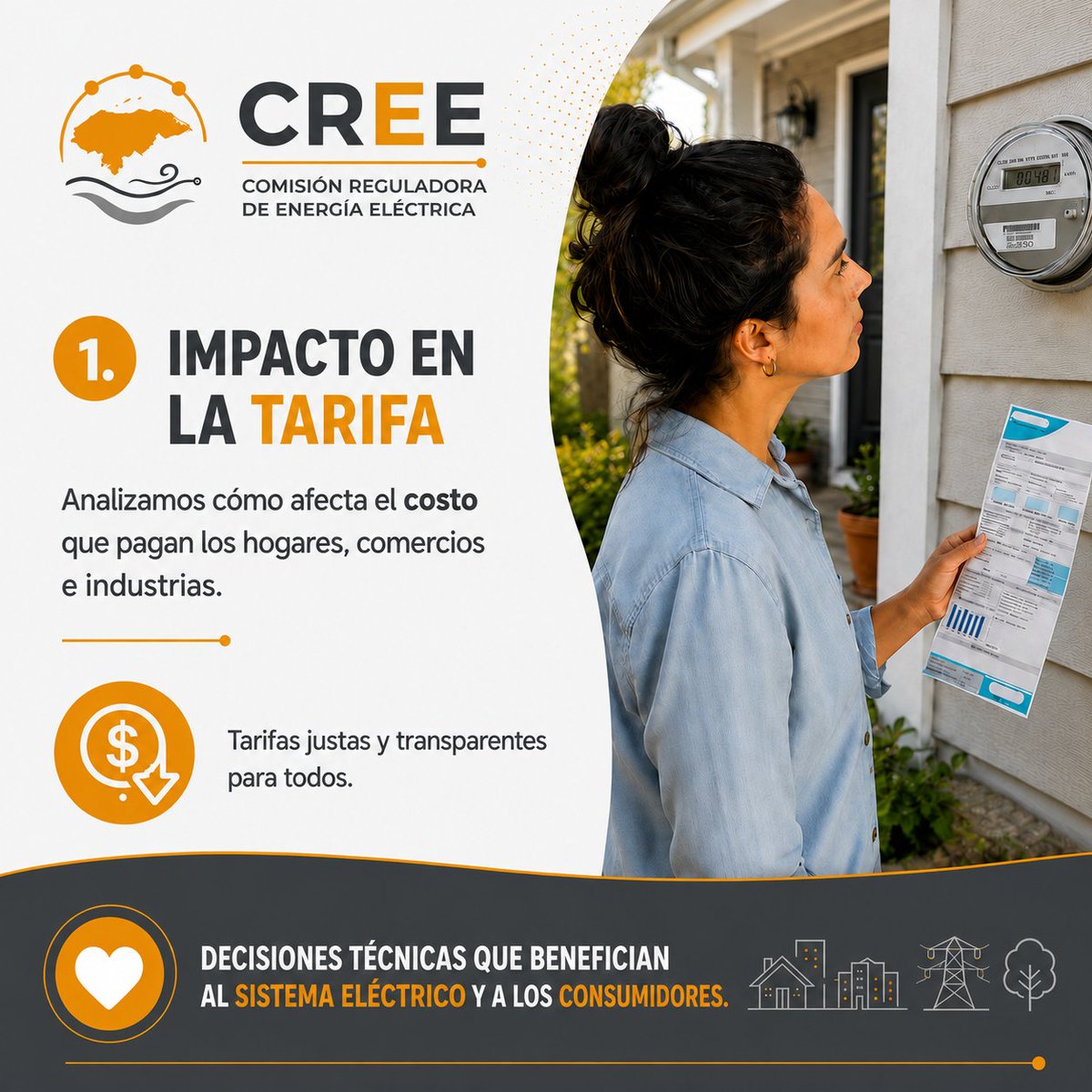 CREE_HONDURAS's tweet photo. Cada decisión en el subsector eléctrico cuenta. Evaluar con criterios técnicos es proteger la economía de los hogares, fortalecer el país y garantizar decisiones responsables. Más técnica, más transparencia y más bienestar para Honduras.

#CREEHonduras #SubsectorEléctrico #RegulaciónEléctrica #Energía #Transparencia #SectorEléctrico #Honduras