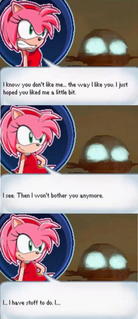 SailorSonikku's tweet photo. Fun Sonic fact: Sonic and Amy can start dating at the end of Sonic Chronicles if you're nice to her the entire game

You can also damage your relationship with her by being an asshole the entire time and dismissing her feelings https://t.co/J11P309hPI