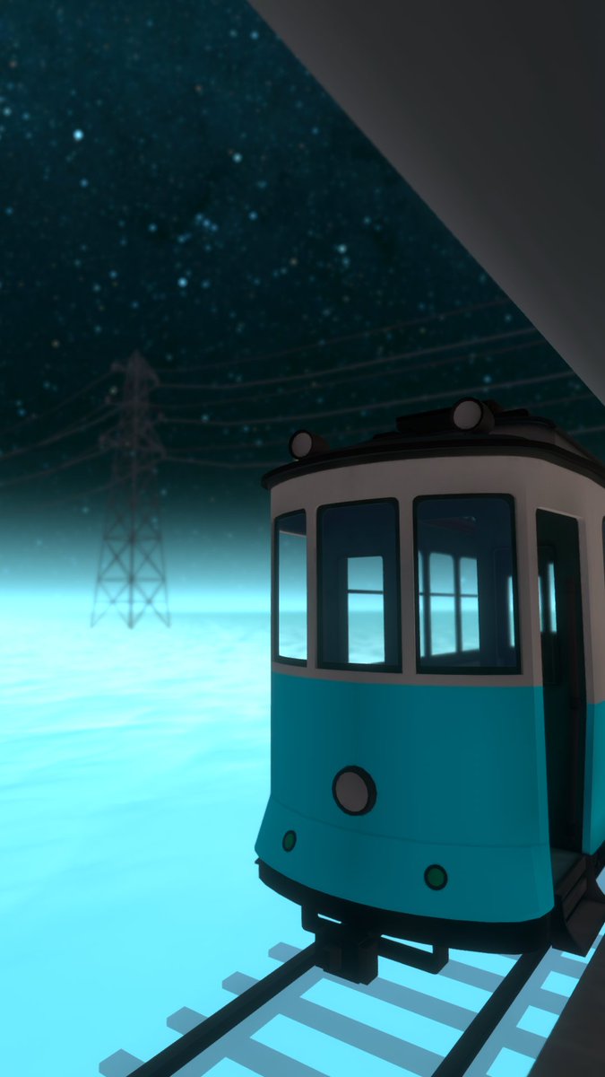 noami2539's tweet photo. A quiet night tram riding across the endless turquoise ocean. 🌊🚃🌌
蒼い 海原と 星空を 駆ける、夜の 軌道。

🌐: 星待つ停留所。- Waiting For Stars
 by : こさめねこ

#VRChat
#VRChat_world紹介
#VRChatPhotography https://t.co/WC9KtaimXC