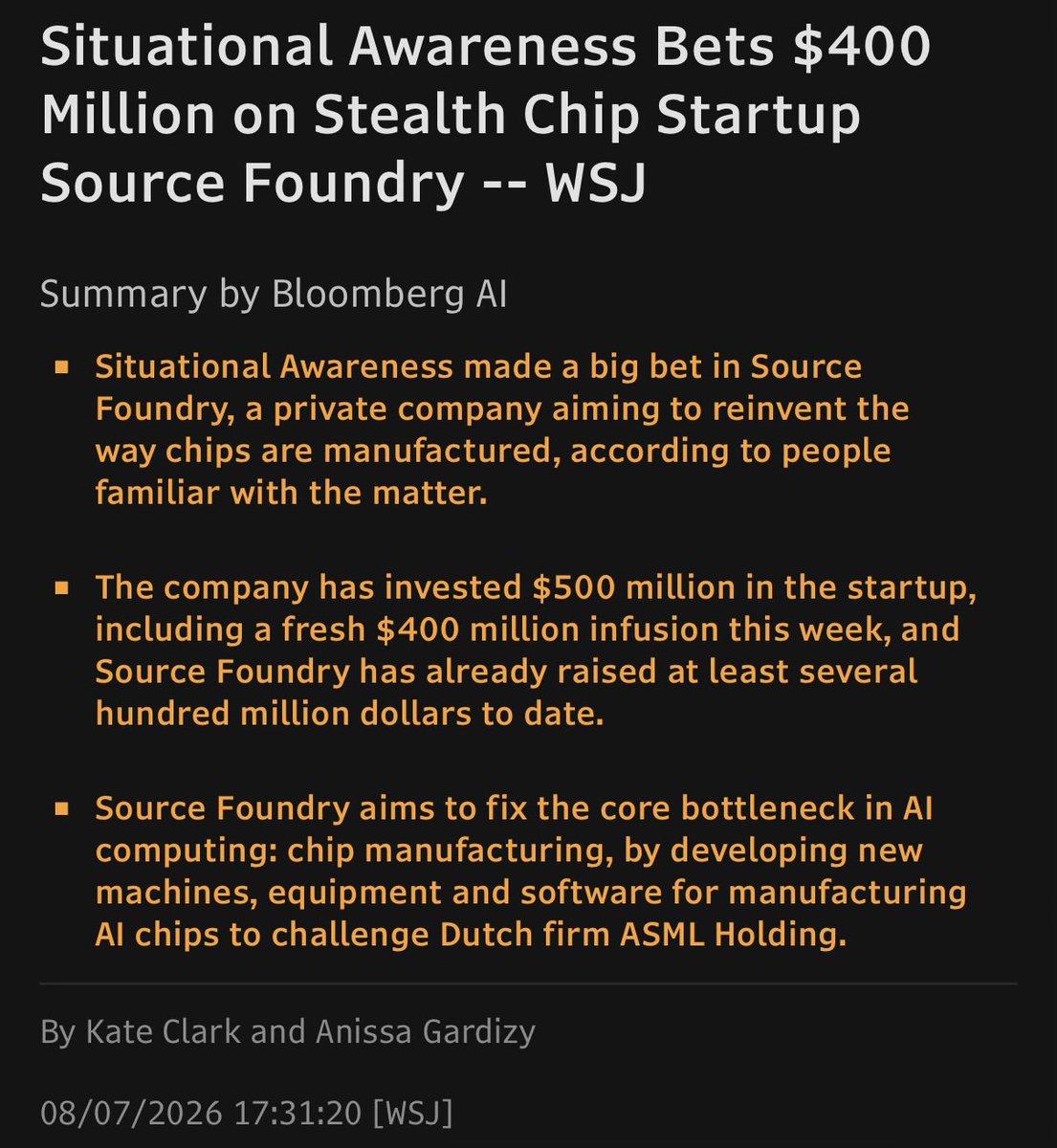 Situational Awareness Puts $400M Into Source Foundry