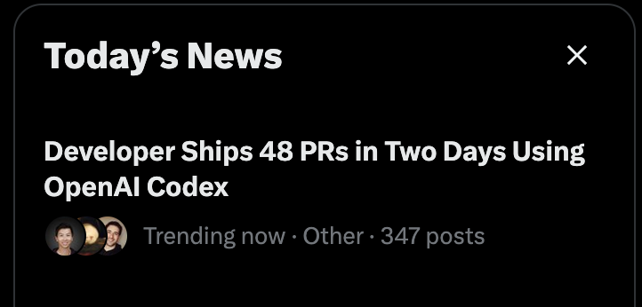 sergeiuh's tweet photo. @theo Twitter likes to think you're using codex for that 👀 https://t.co/CNRqJlSEuF