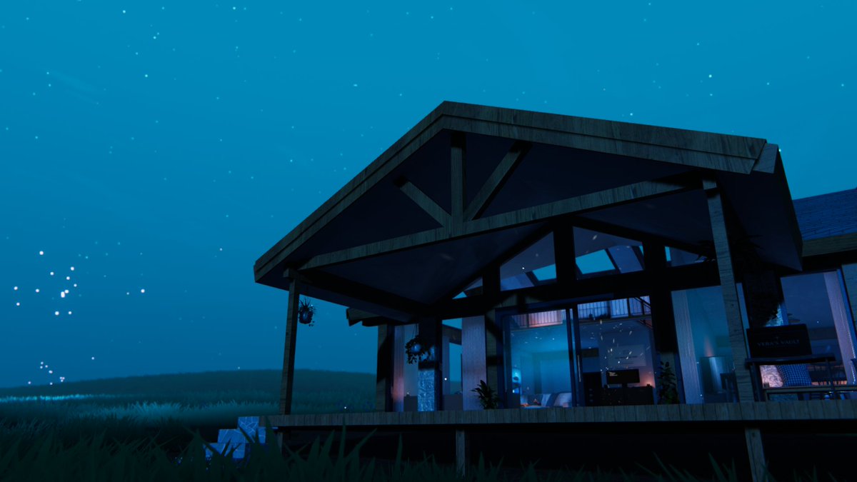 noami2539's tweet photo. A warm campfire glowing under the quiet, starry blue night. 🌌🔥🏡
深夜の 静寂と、暖かな 焚き火の 灯りに 包まれて。

🌐: somewhere after midnight - 真夜中の何処か
 by : ˖Vera˖

#VRChat
#VRChat_world紹介
#VRChatPhotography https://t.co/2V1oSG6VNd