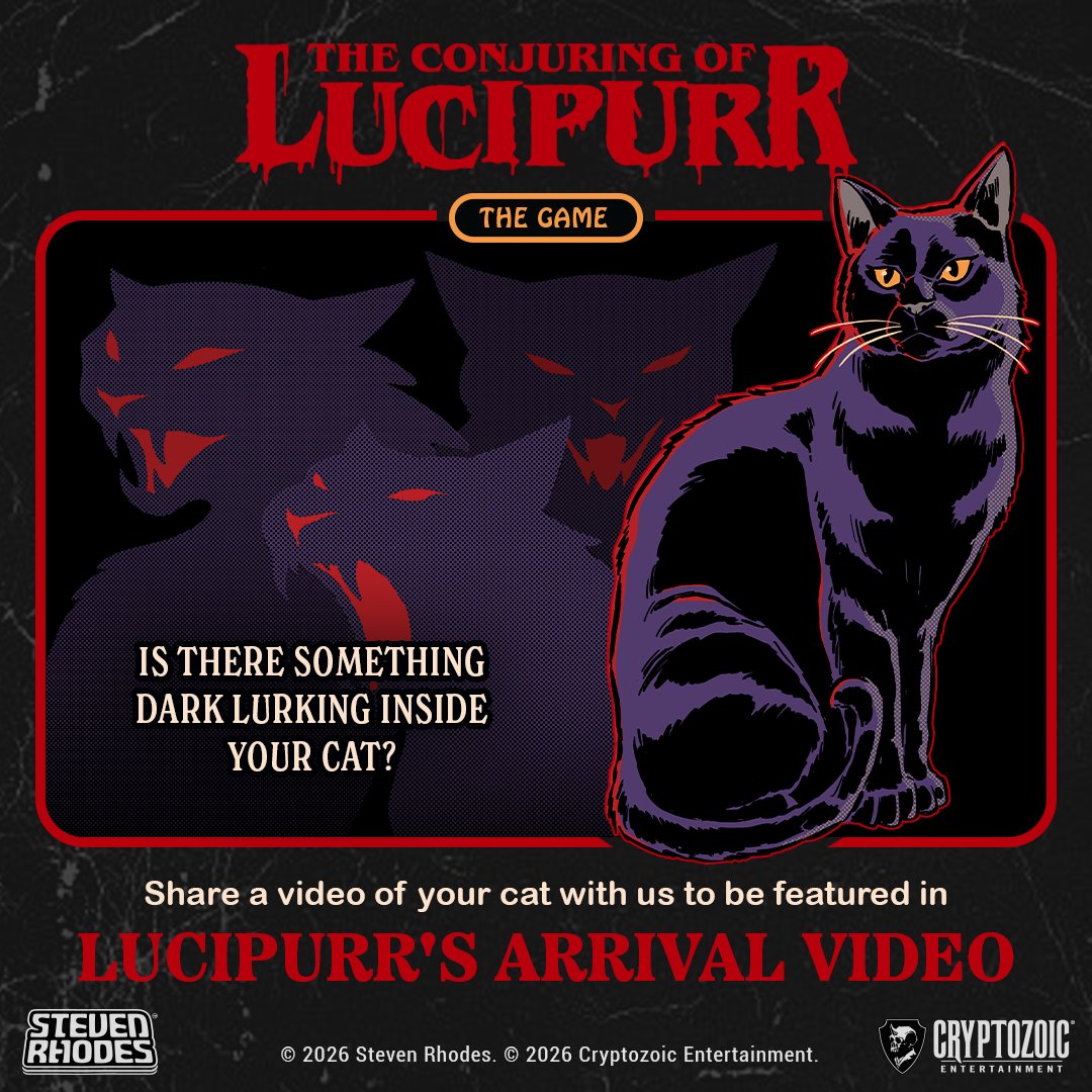 Cryptozoic's tweet photo. Do you have hilarious videos of your cat, potentially acting on Lucipurr's command? We're looking for zany, funny, or just adorable cat videos to include in our release video for The Conjuring of Lucipurr. Please submit your video at the link below!
https://t.co/BptEsruBQU https://t.co/WbJhTSmiKF
