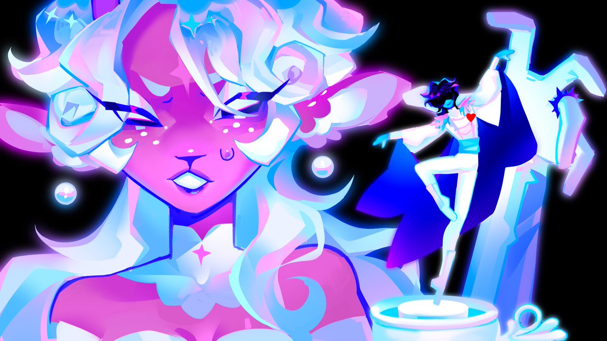 Killjoyous_'s tweet photo. “Who’s the toy here, you or me?” - #deltarune #kriselle 

My piece for this zine! https://t.co/yjrvxDt03A
