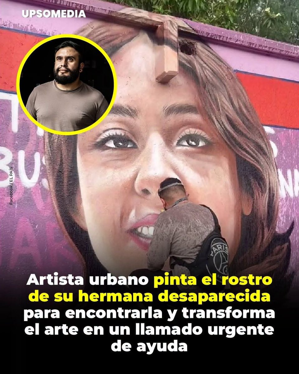 GARCIPAVON's tweet photo. El artista urbano Duek Glez transformó el dolor y la angustia en un acto de visibilización al pintar un mural con el rostro de su hermana, Fanny Martínez Zúñiga, desaparecida desde hace más de 20 días en la alcaldía Milpa Alta, México. Con frases como “Te seguimos buscando” y “Te extrañamos”, el mural busca llamar la atención de la ciudadanía y presionar a las autoridades para que refuercen la búsqueda. Duek, con más de dos décadas dedicado al arte urbano, explicó que recurrió a lo que sabe hacer para crear un diálogo cuando siente que no hay respuesta institucional. La joven de 35 años fue vista por última vez el 22 de abril del 2025, cuando salió a realizar unos pagos, y desde entonces su familia no ha dejado de buscarla.
✍️ Upsocl (Noticias)