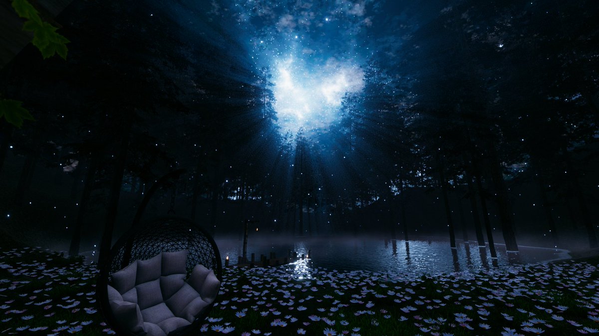 noami2539's tweet photo. Glowing white petals and starlight shining upon a quiet forest lake. 🌌🌸✨
湖畔に 咲く 白い 花と、星空が 照らす 深夜の 静寂。

🌐: Starlit Canopy
 by : 민소담_

#VRChat
#VRChat_world紹介
#VRChatPhotography https://t.co/m08hHowCTX