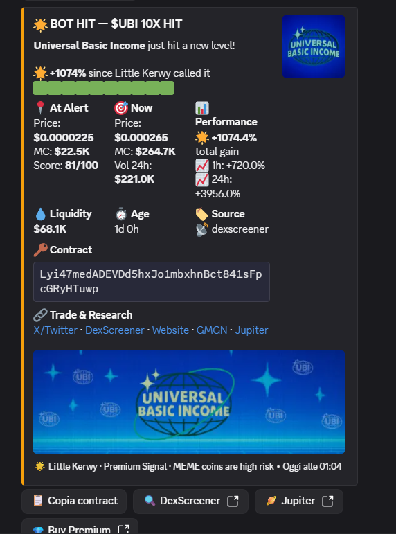 UnknownKeeff's tweet photo. I created a bot that finds promising coins early by scanning X, Reddit and on-chain activity, then monitors them in real time.
In just 2 hours, 8+ coins have already reached serious levels, including $UBI with a +1,074% move. 📡
this is the link: https://t.co/AlZeG98nZb https://t.co/5HZFfxzGqY