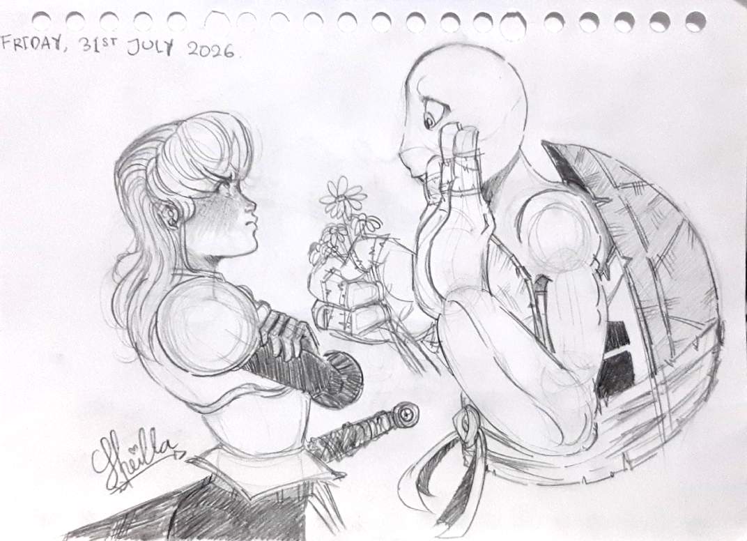 aulyasela35's tweet photo. Sketch dump TMNT Fantasy AU 🛡⚔🐢 Tribunal Acolytes Donnie × Knightess April 💗 #TMNT #TMNT2012 #apritello #apriltello #tmntfanart https://t.co/Ac50ElNtsX
