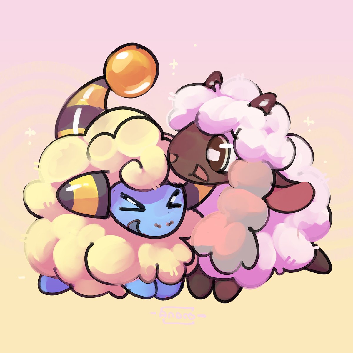 androdraw's tweet photo. Wooloo &amp; Mareep 🐑✨ https://t.co/rK5Arhk0gk