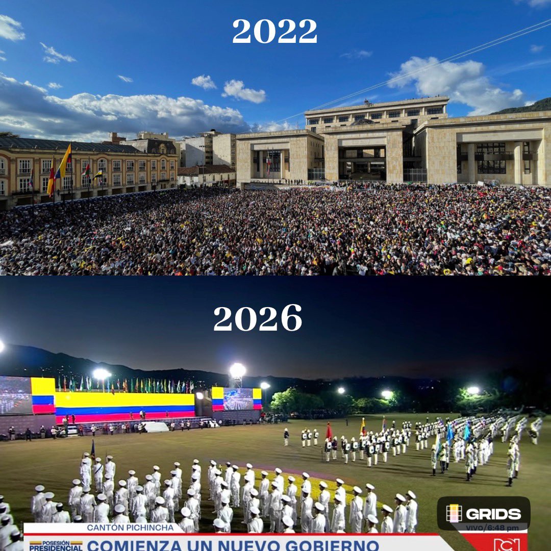 Mariaa_Prada's tweet photo. Una imagen vale más que mil palabras.

Un gobierno que inició y terminó junto al pueblo, en la plaza pública y frente al Congreso de la República. Gracias @petrogustavo por abrir el camino, por permitirnos soñar y gobernar para el pueblo. ¡Volveremos!

El nuevo gobierno de Abelardo de la Espriella escogió comenzar de otra manera. De espaldas al pueblo, incluso lejos del Congreso ante el que debía posesionarse, dentro de un batallón y frente a unas Fuerzas Armadas constitucionalmente no deliberantes, organizadas bajo el mando y la obediencia.

El despliegue religioso desconoce el carácter laico del Estado, y conmemorar al Estado de Israel en la posesión marca una ruptura con una política exterior soberana y resulta especialmente grave frente a las obligaciones de Colombia bajo la Convención contra el Genocidio.

Dos imágenes. Dos maneras profundamente distintas de entender el poder, la Constitución y la soberanía.