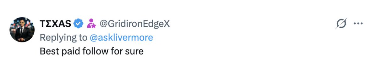 asklivermore's tweet photo. If you have a small account, I promise to get you to $100K. 

If you have a large account, I promise to get you to $4M. 

I follow 5 rules:
1. I always do the opposite of X. When people are happy, I add to my defensive stocks. When people are scared, I add to my growth stocks.
2. I follow rotation theory, I'm one of the only accounts on X that has called every macro cycle correctly 
3. I am always a cautious bull, expect both an aggressive and a defensive mix
4. I make sure each position is sized correctly, so you never blow up your account
5. My goal is to always 2X the S&P 500 every year minimum

Whatever happens, we will be rich together.