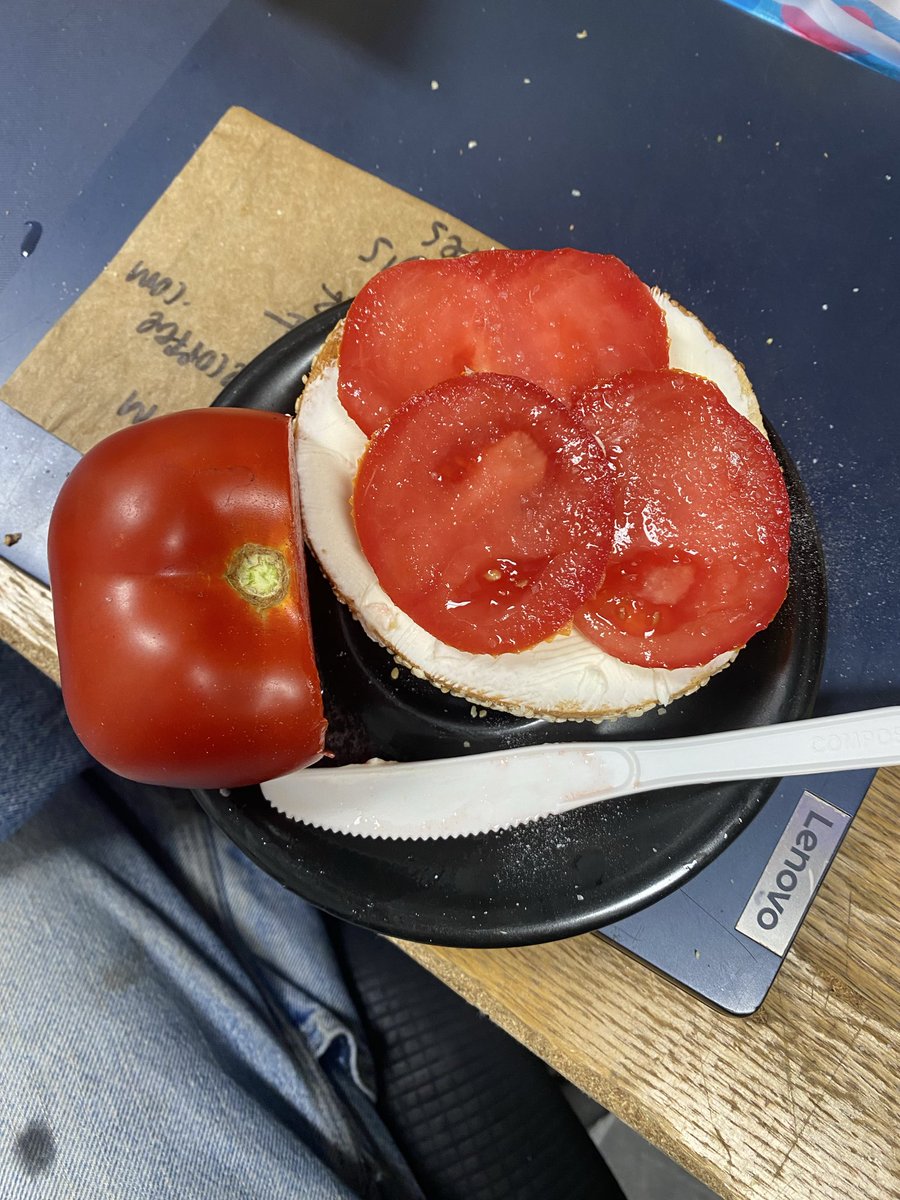 cornichonsgrrrl's tweet photo. Today I ate a bagel with a tomato grown by my coworker and made a amateur floral arrangement with branches I pruned off a gold medallion tree https://t.co/QElWd0o7Nv