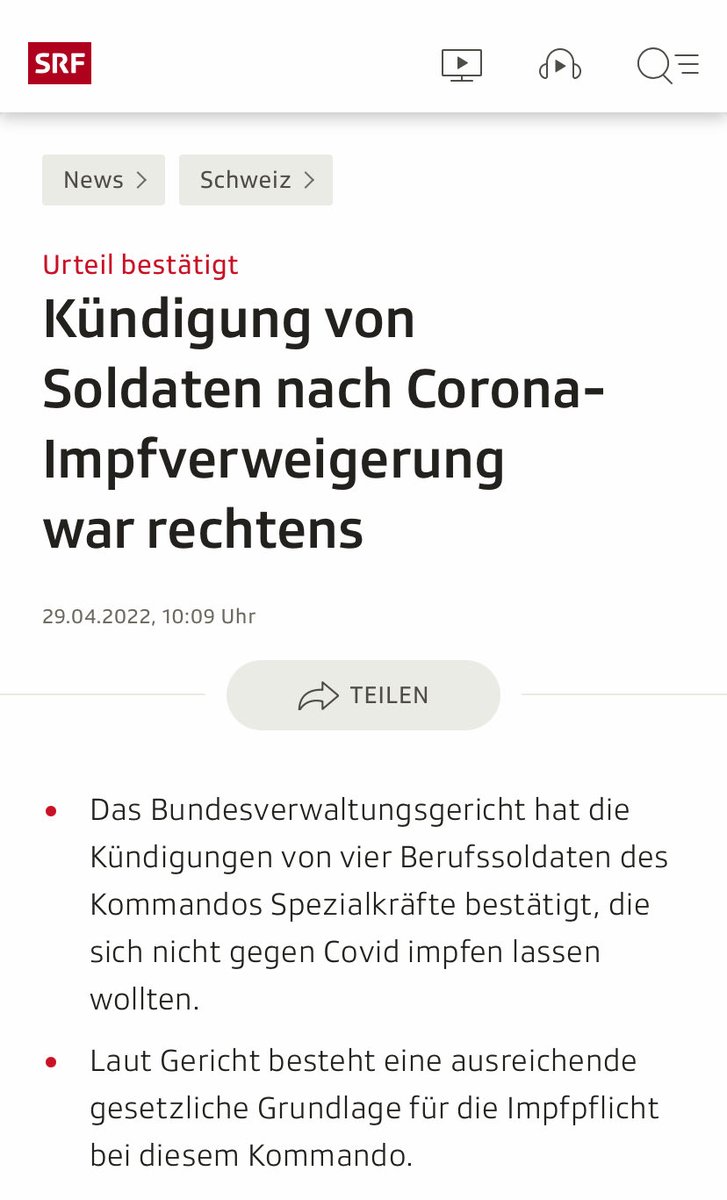 ChantalStadelm1's tweet photo. Kündigung von Soldaten nach Coronaimpfverweigerung war #Rechtens
Null Corona-Toleranz mit #Süssli der für #FDPLuzern in den Nationalrat will
https://t.co/kfuUde9N1P
Nein Danke ! https://t.co/YgvA2iPMfr