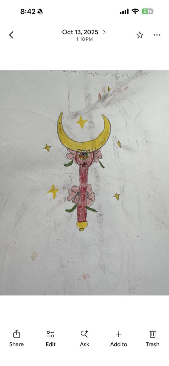 TMartin061018's tweet photo. Grok Imagine prompt:
Turn my drawing of sailor moons wand into the real thing
@imagine thank you- so beautiful ๐คฉ ๏ฟผ๐ช #magic #wand #sailor #moon #lightinthedark https://t.co/N0DbtTJHGE