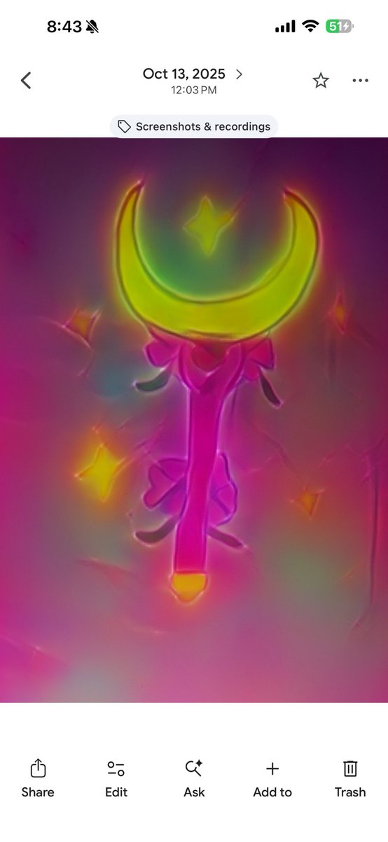 TMartin061018's tweet photo. Grok Imagine prompt:
Turn my drawing of sailor moons wand into the real thing
@imagine thank you- so beautiful ๐คฉ ๏ฟผ๐ช #magic #wand #sailor #moon #lightinthedark https://t.co/N0DbtTJHGE