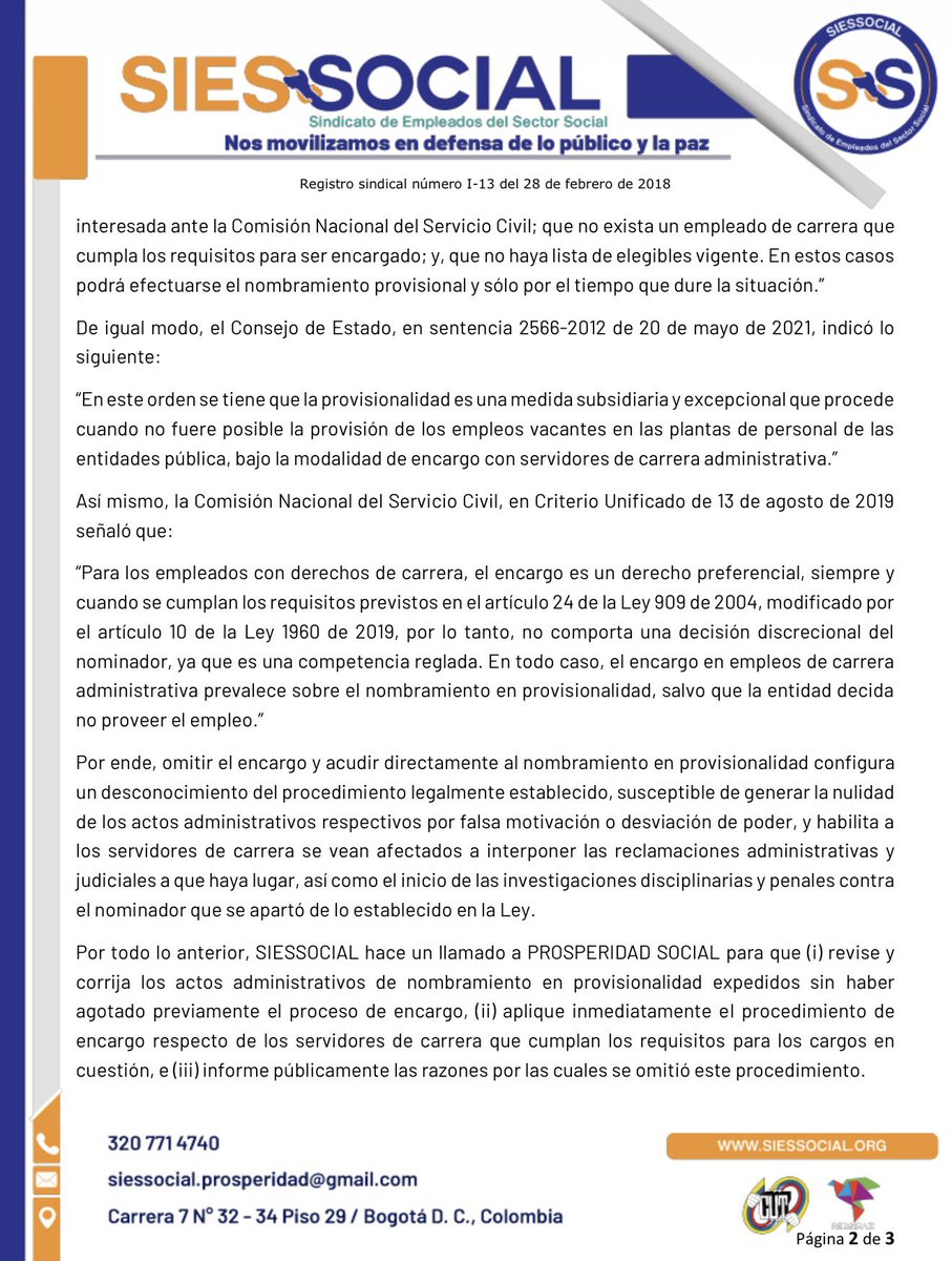 siessocial's tweet photo. ¿Dónde quedó el mérito?

Se realizaron nombramientos en provisionalidad sin agotar el proceso de encargo.

Las y los servidores de carrera que cumplimos los requisitos tenemos derecho preferencial a ser considerados.

El mérito es un derecho, no una opción. https://t.co/tR6HEHeZqw